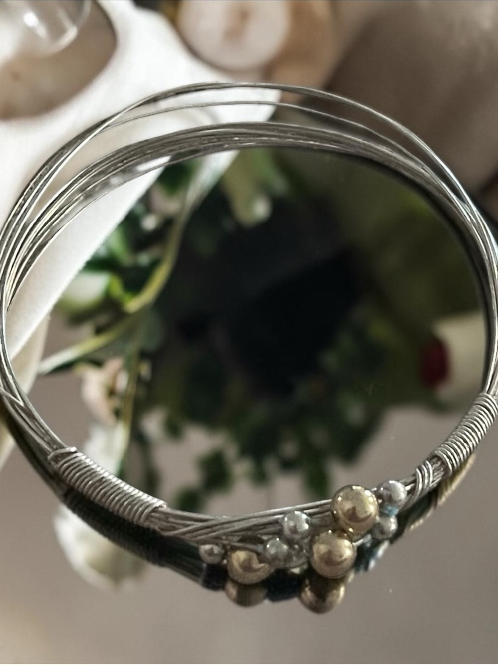 Sterling Silver Two Tone Multi Strand Wire Bracelets